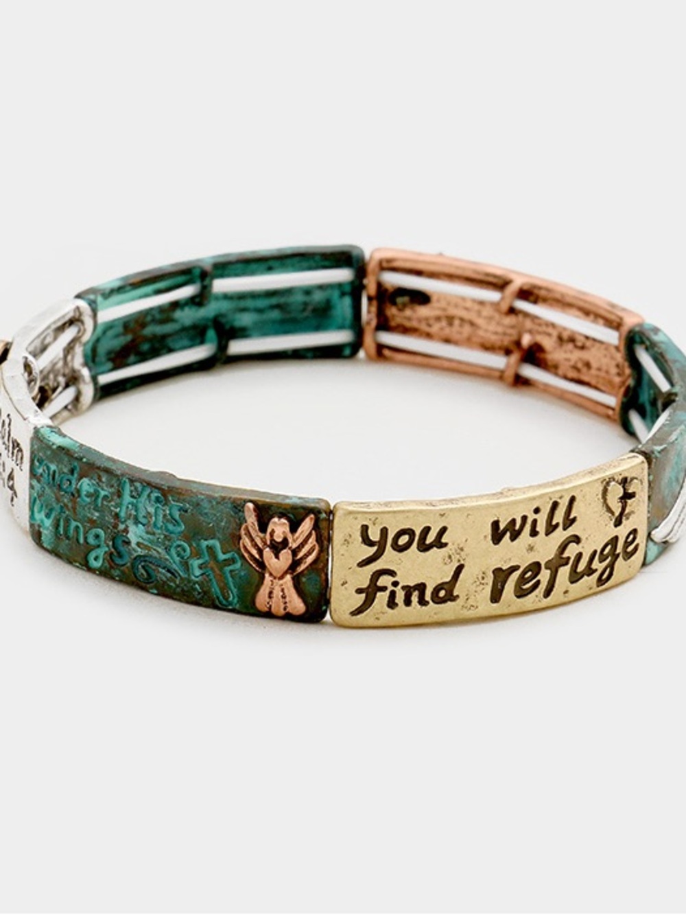 You Will Find Refuge Patina Multi-Tone Inspirational Bracelet